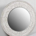 Espejo decorativo redondo rozado blanco
