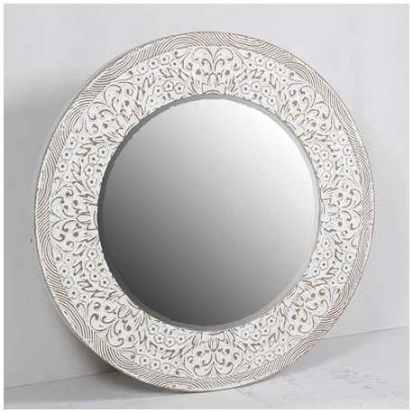 Suave Venta anticipada Encommium Comprar Espejo decorativo redondo rozado blanco
