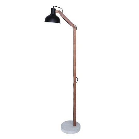Comprar Lámpara de pie industrial en madera y cemento pantalla negra