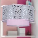 Lámpara colgante infantil Destellos doble pantalla en rosa con estrellas