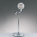 Lámpara de sobremesa Lotto en cromo con tulipa esfera cristal