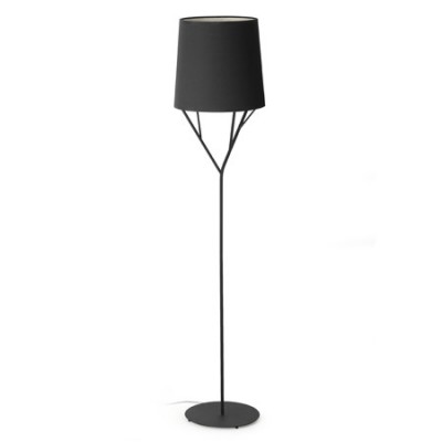 Lámpara pie de salón Tree color negro en metal y textil