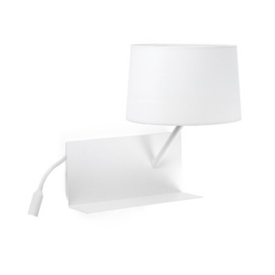 Aplique Handy blanco con lector LED, cargador USB y estante