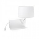 Aplique Handy blanco con lector LED, cargador USB y estante