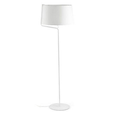 Lámpara de pie Berni en color blanco con pantalla textil blanca
