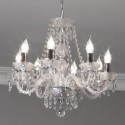 Lámpara techo chandelier Hale en cristal transparente con ocho brazos
