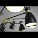 Lámpara techo Retro brazos articulados doce luces en negro y oro satinado