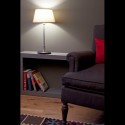 Lámpara mesa Mitic níquel mate pantalla textil beige