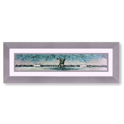 Comprar Cuadro pintura rectangular árbol en turquesa y gris con