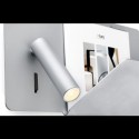 Aplique de pared Suau LED gris plata con cargador USB y estante