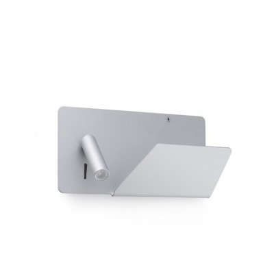 Aplique de pared Suau LED gris plata con cargador USB y estante