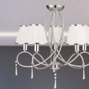 Lámpara clásica Simplicity cinco luces en cromo con pantallas en textil