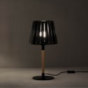 Lámpara de mesa Mix en madera natural y metal negro
