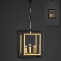 Lámpara colgante farol Caliope metal negro y oro con tres luces