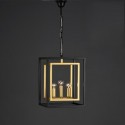 Lámpara colgante farol Caliope metal negro y oro con tres luces