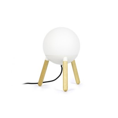 Sobremesa moderno Mine blanca bola patas madera natural