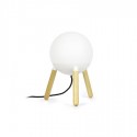 Sobremesa moderno Mine blanca bola patas madera natural