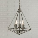 Lámpara colgante Diamond metal plata envejecida con tres luces