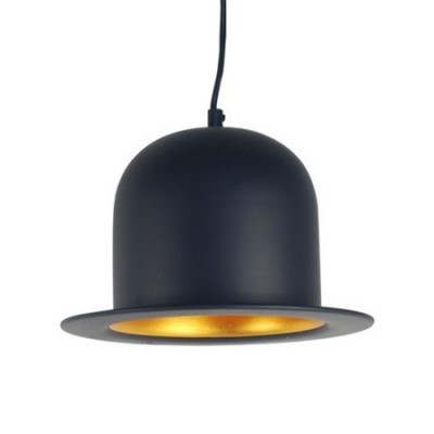 Lámpara techo sombrero Bombín en metal negro y dorado