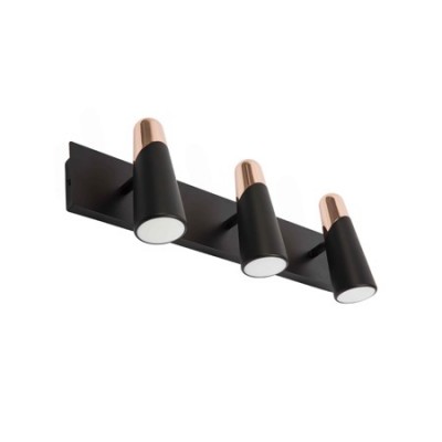 Aplique lineal Lao LED negro y cobre con tres luces