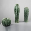 Set jarrones decorativos Madagascar verdes en cerámica con relieve