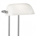 Lámpara de mesa Bankers cromo tulipa cristal blanco orientable