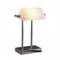 Lámpara de mesa Bankers cromo tulipa cristal blanco orientable