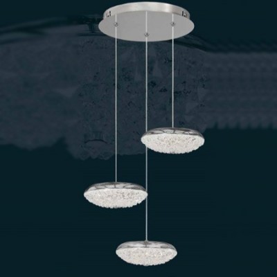 Lámpara techo Roma LED tres luces en cromo y cristal