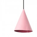Lámpara colgar Fada LED pantalla piel en rosa cónica