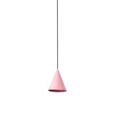 Lámpara colgar Fada LED pantalla piel en rosa cónica