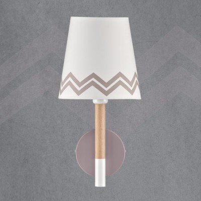 Aplique nórdico juvenil Zig-Zag en blanco y violeta con madera